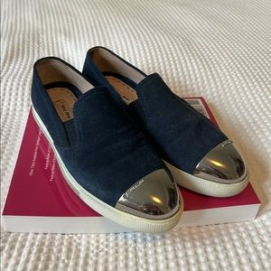 Miu Miu Navy Suede Slip On Sneakers
